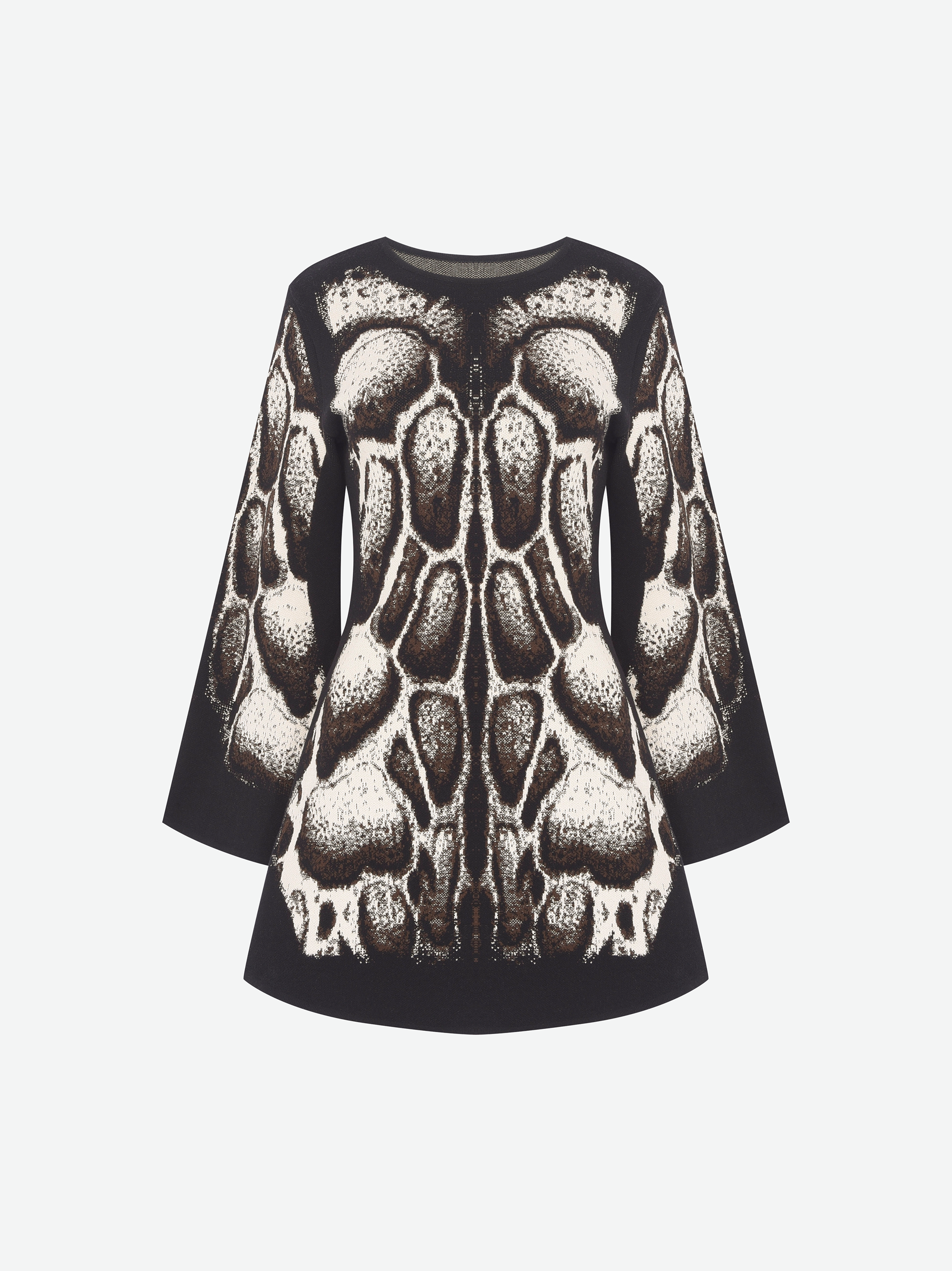 VESTIDO CURTO TRICOT JACQUARD SKIN NATURAL