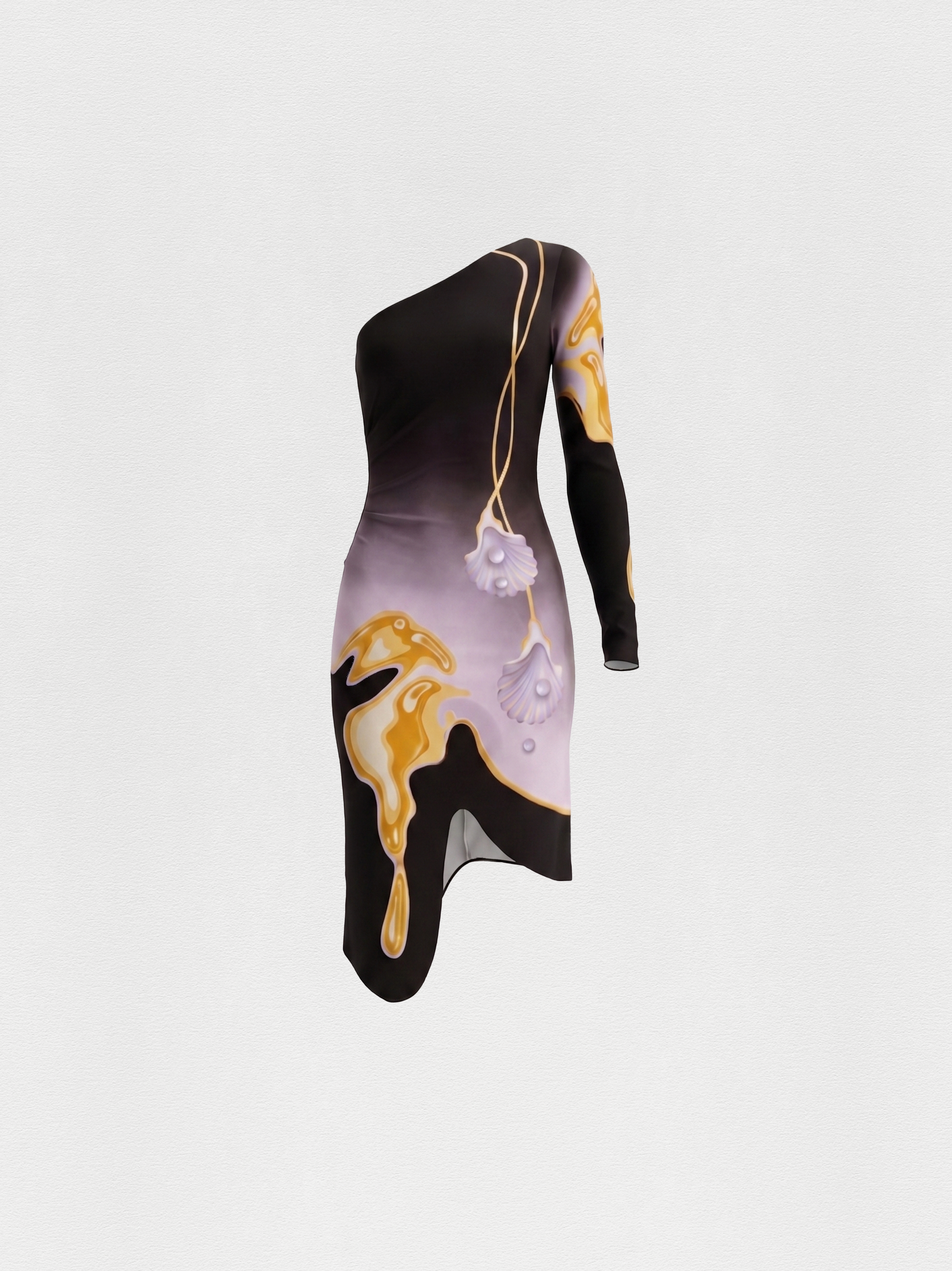 VESTIDO CURTO ASSIMÉTRICO LYCRA BUTTERFISH