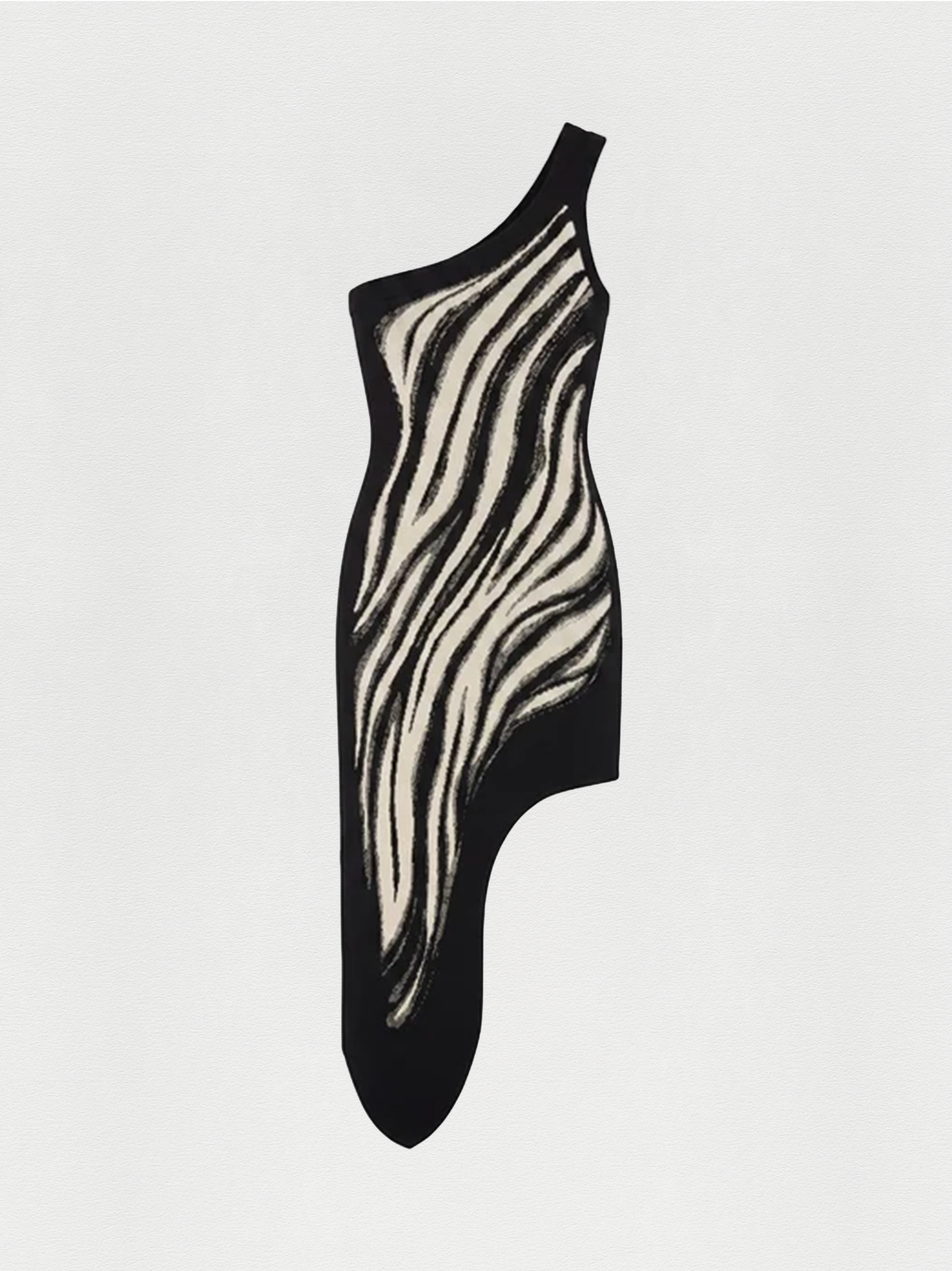 VESTIDO OMBRO SÓ ASSIMÉTRICO ZEBRA BLACK