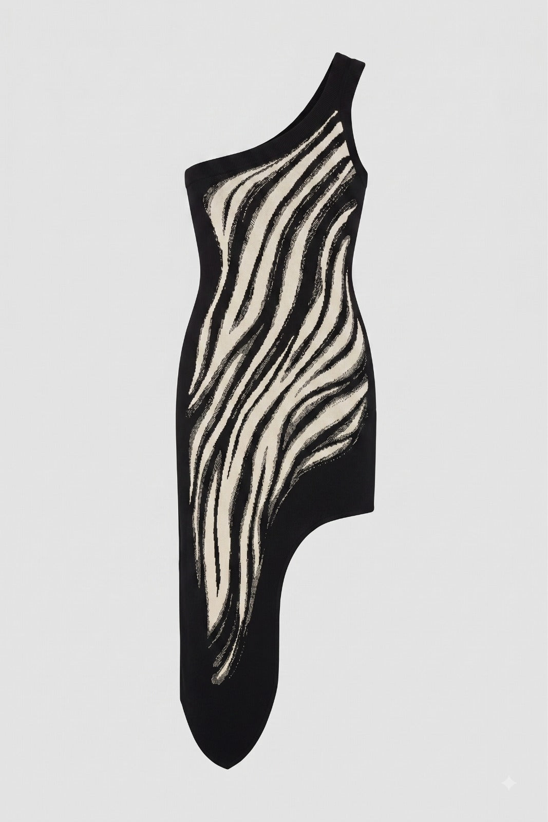 VESTIDO OMBRO SÓ ASSIMÉTRICO ZEBRA BLACK