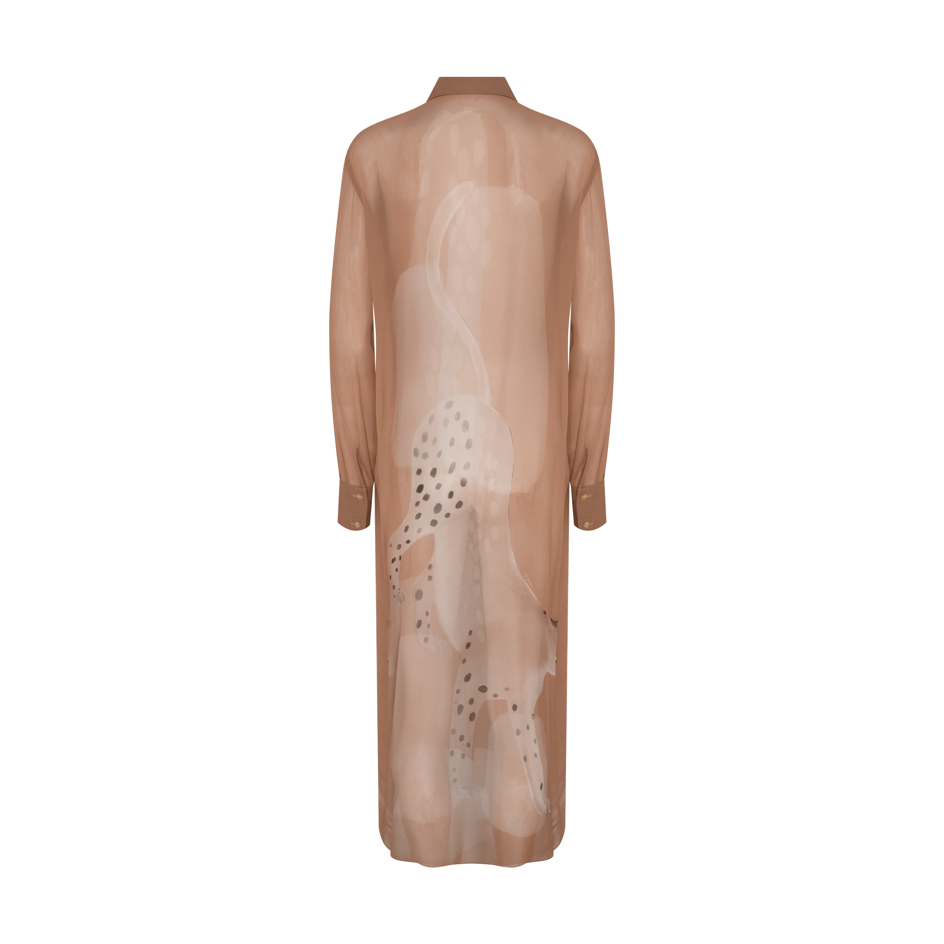 CHEMISE ALGODÃO DE SEDA GUEPARDO MARROM