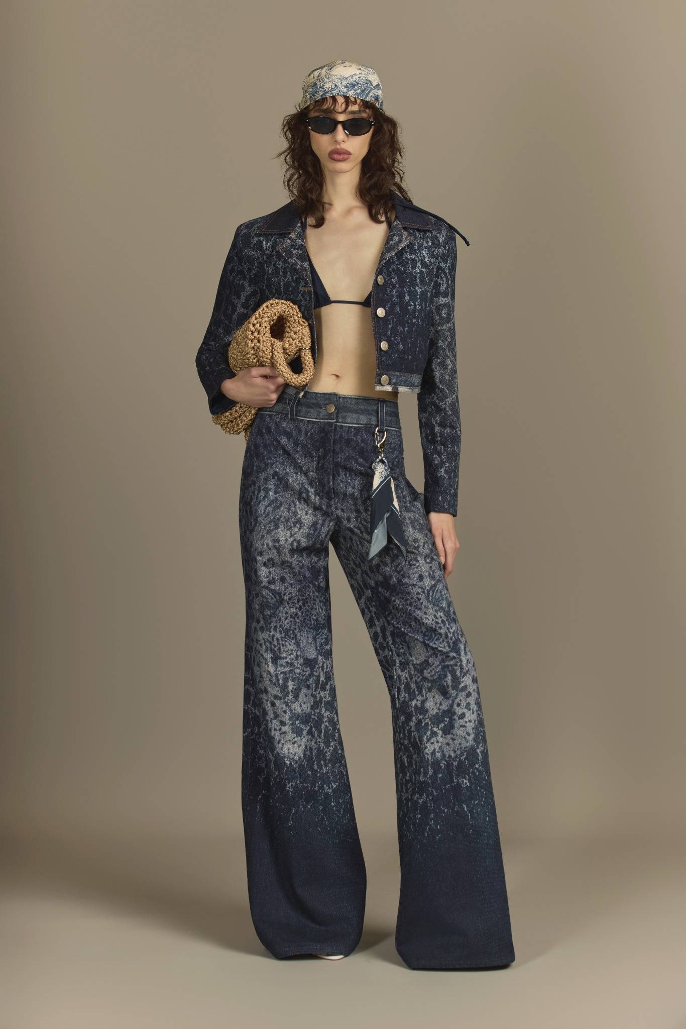 CALÇA PANTALONA JEANS LEOPARD DENIN