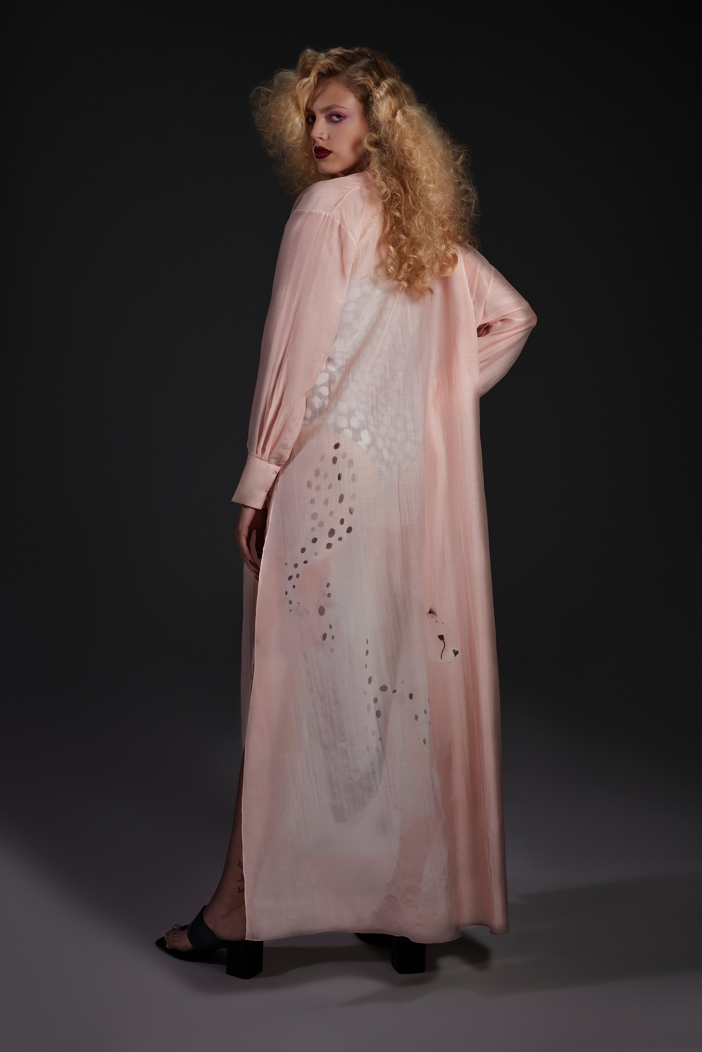CHEMISE ALGODÃO DE SEDA GUEPARDO ROSA