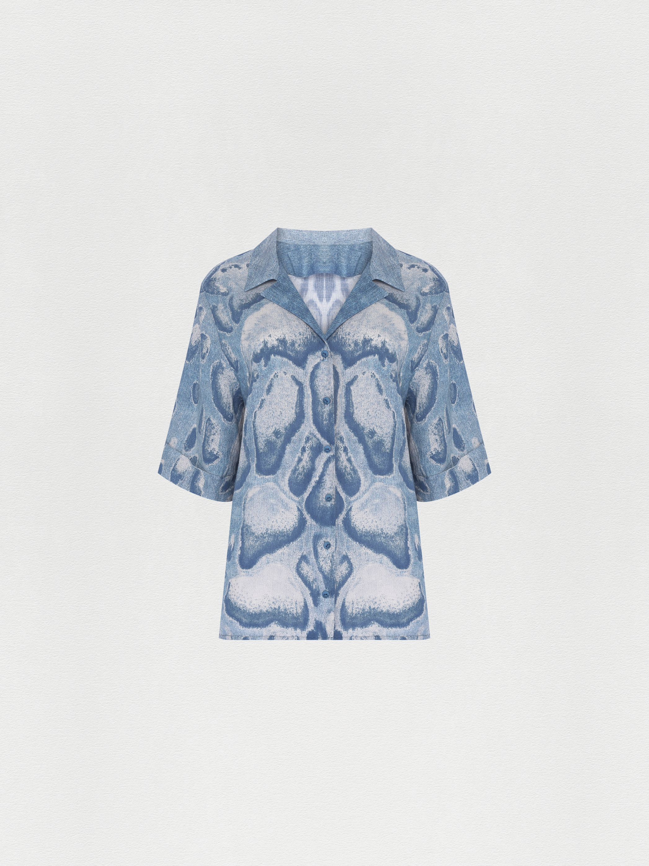CAMISA MANGA CURTA LINHO SKIN INDIGO