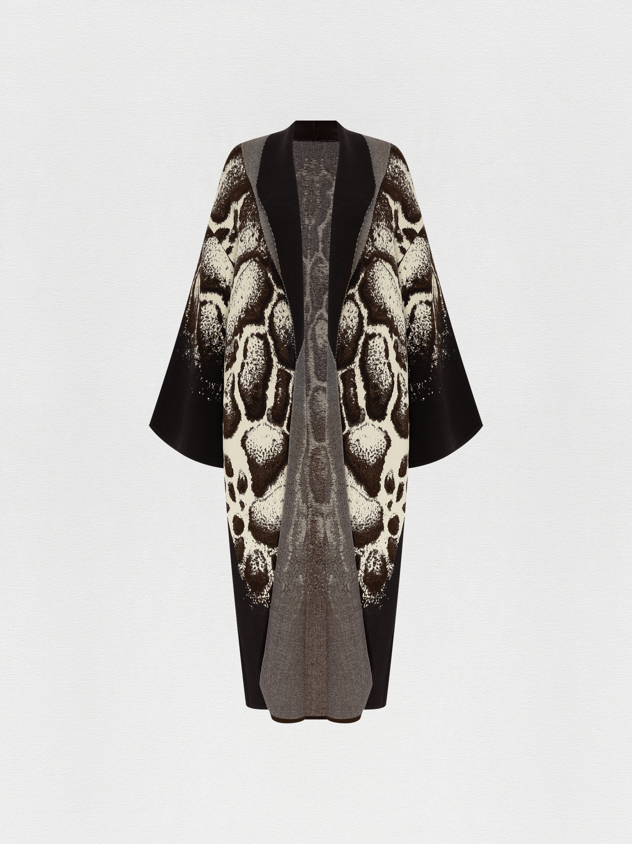CASACO LONGO TRICOT JACQUARD SKIN NATURAL