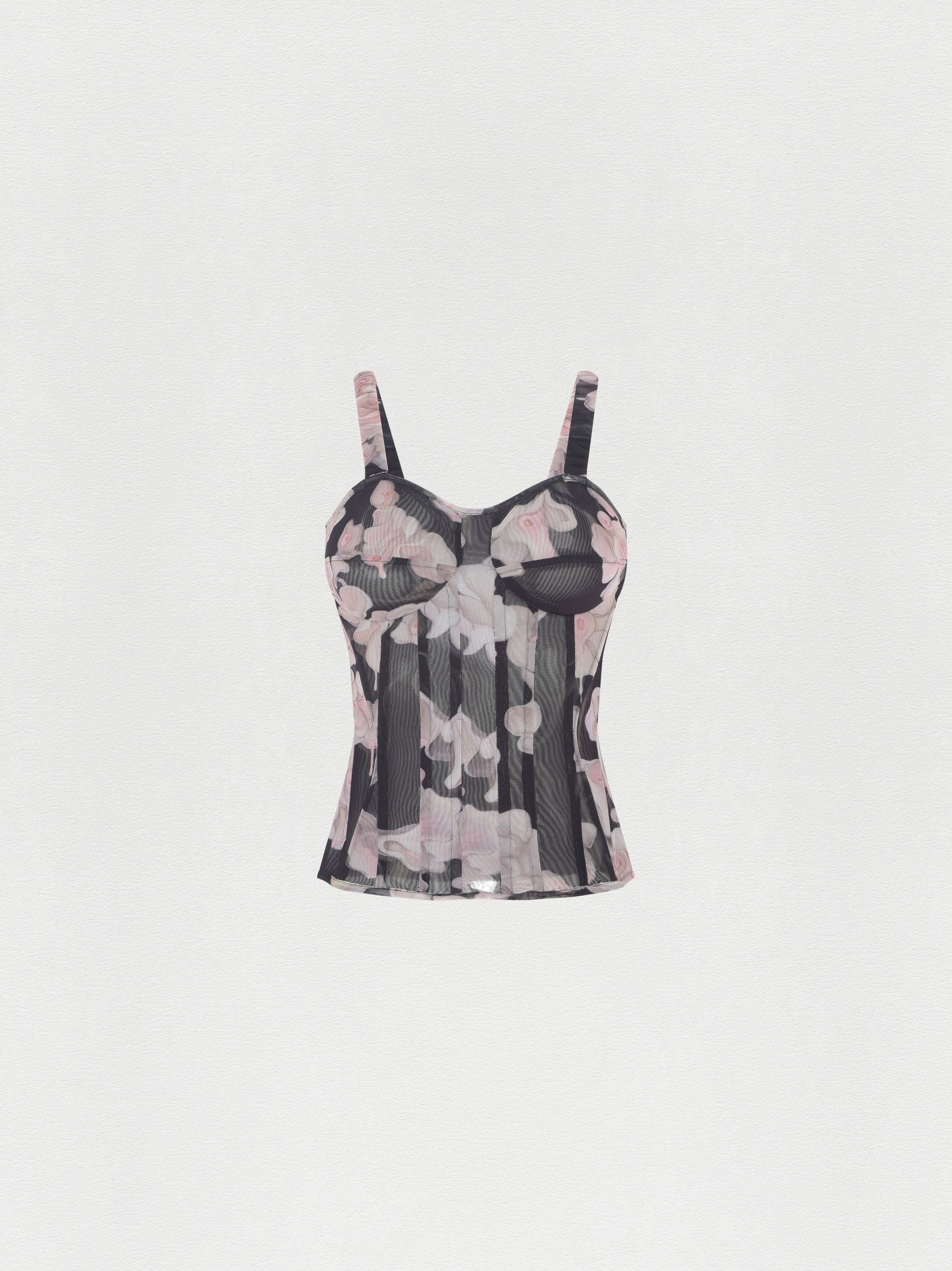 CORSELET TULE FLOWER PRETO