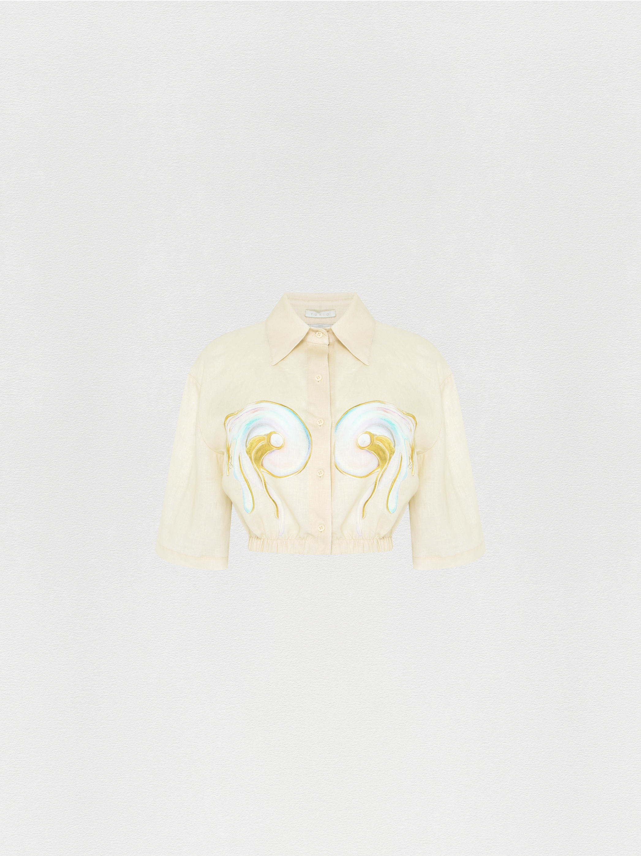 CAMISA CROPPED MANGA CURTA IRIS GOLD
