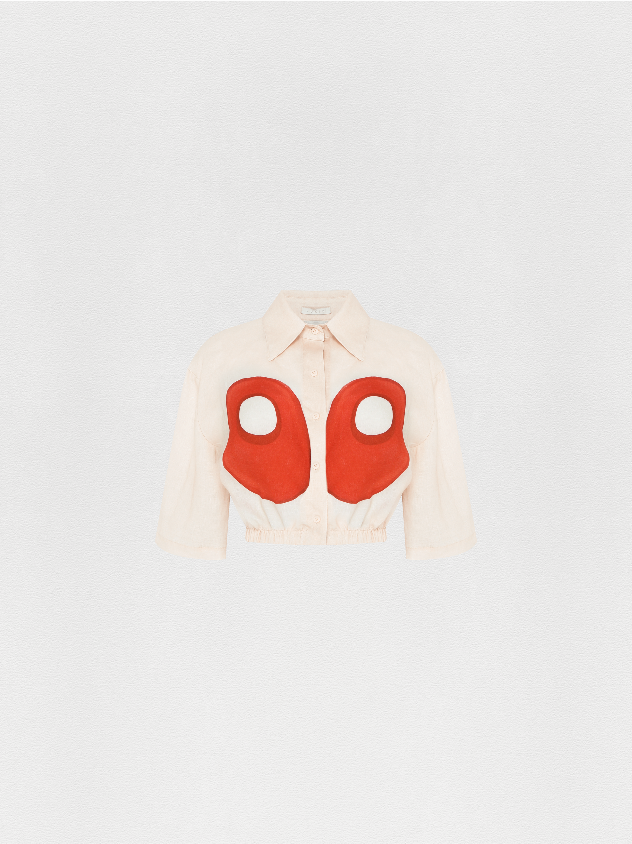 CAMISA CROPPED LINHO MANGA CURTA LOBSTER