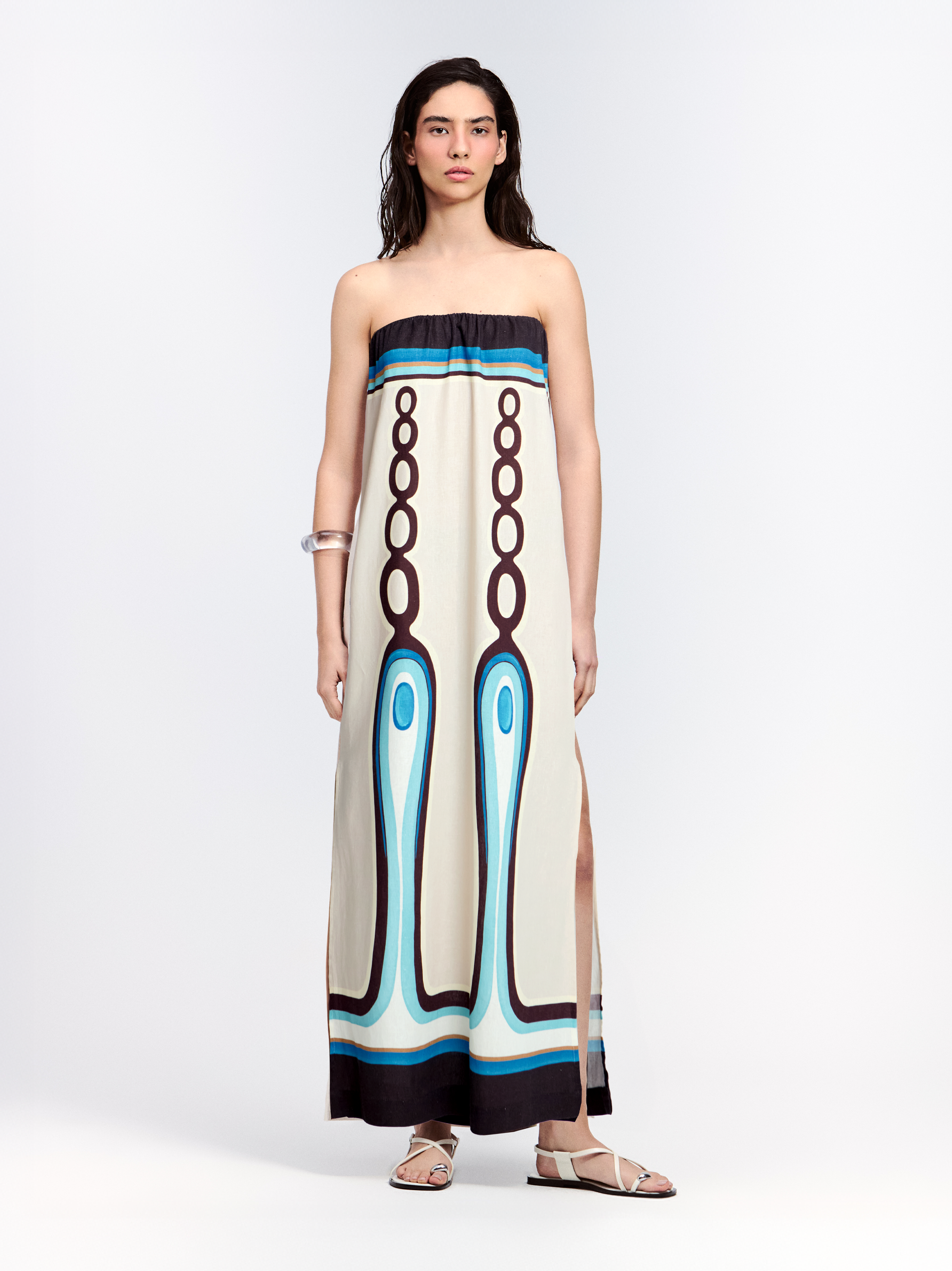 VESTIDO SEM ALÇA LINHO CHAINS